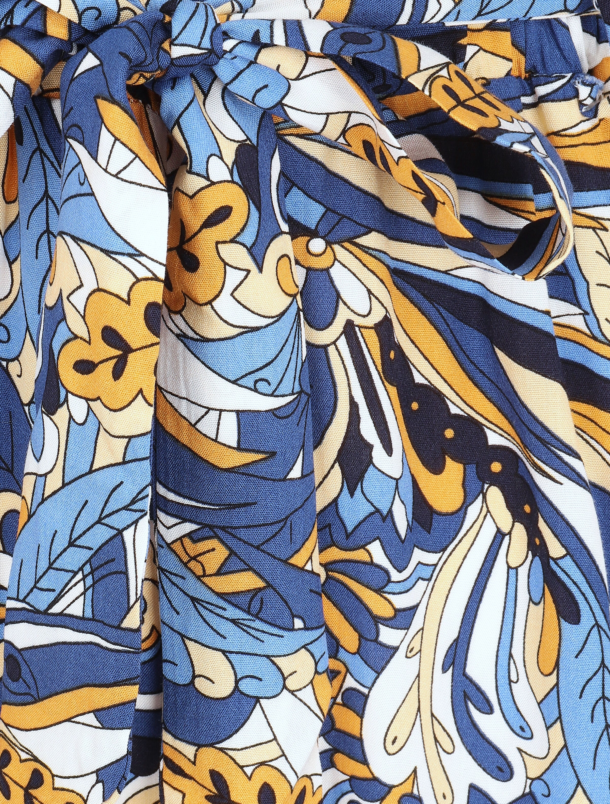 Short élastiqué imprimé mandala - Bleu - 3