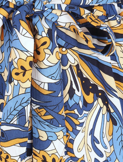 Short élastiqué imprimé mandala - Bleu - 3