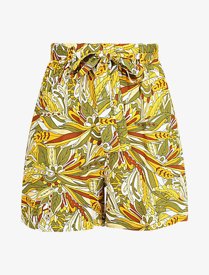 Short élastiqué imprimé mandala - Vert - 5