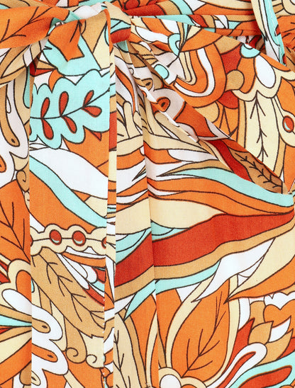 Short élastiqué imprimé mandala - Orange - 3