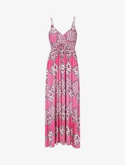 Robe longue à fines bretelles imprimé foulard - Fushia - 1