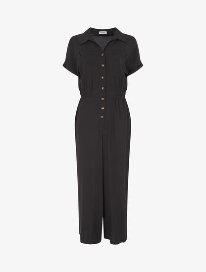 Combinaison ample style chemise manches courtes - Noir - 5