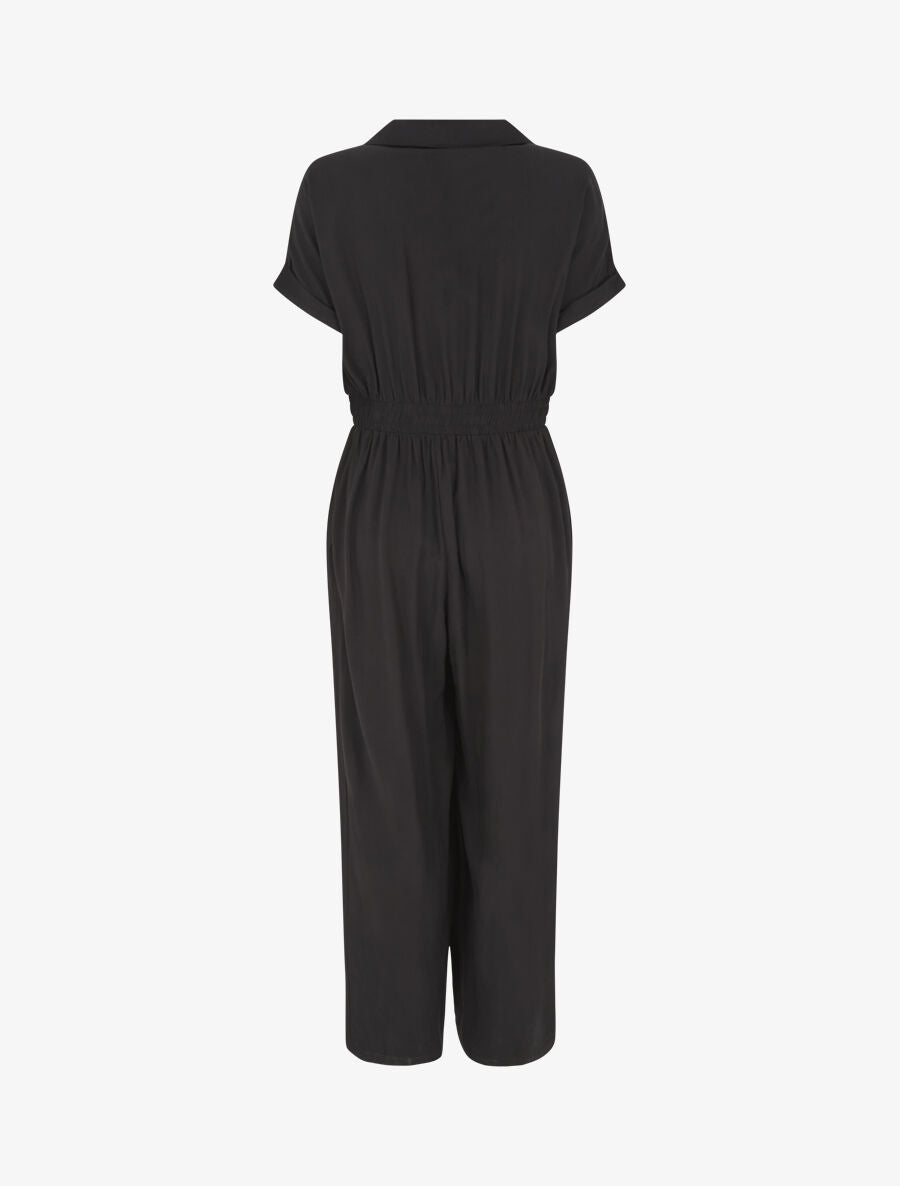 Combinaison ample style chemise manches courtes - Noir - 2