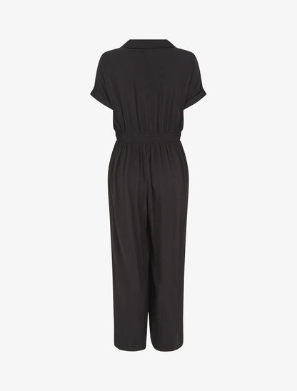 Combinaison ample style chemise manches courtes - Noir - 2