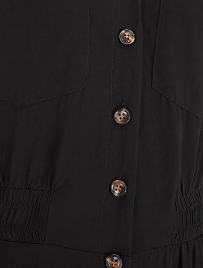 Combinaison ample style chemise manches courtes - Noir - 3