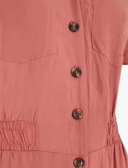 Combinaison ample style chemise manches courtes - Vieux rose - 3