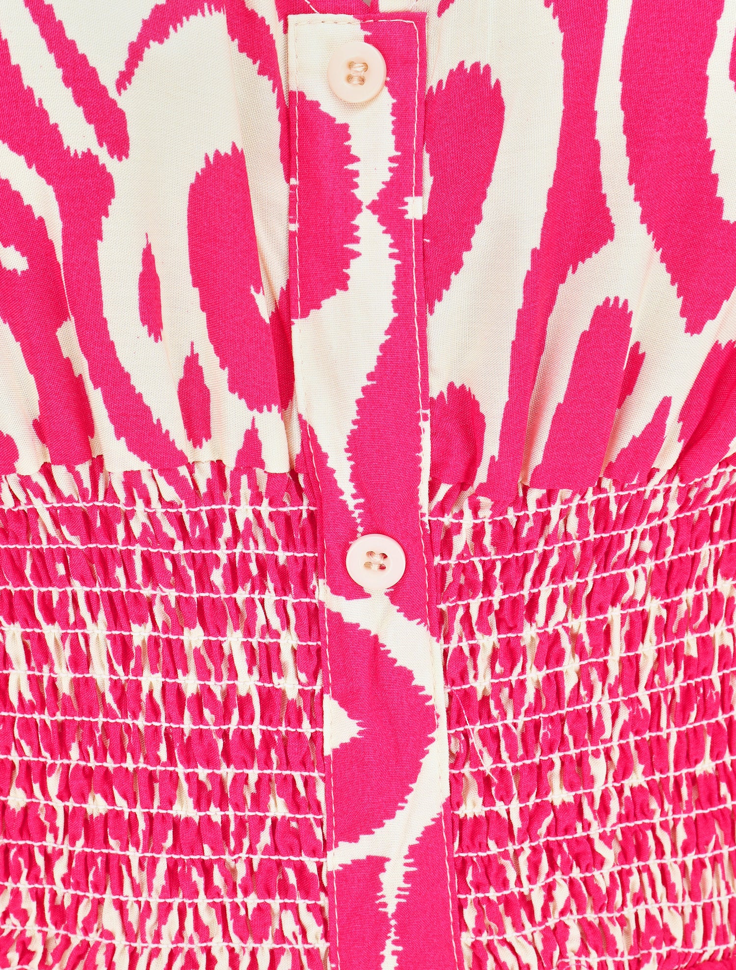 Robe longue à manches courtes imprimé graphique - Fuchsia - 3