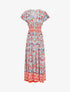 Robe longue à manches courtes imprimé fleurs graphiques - Orange - 1