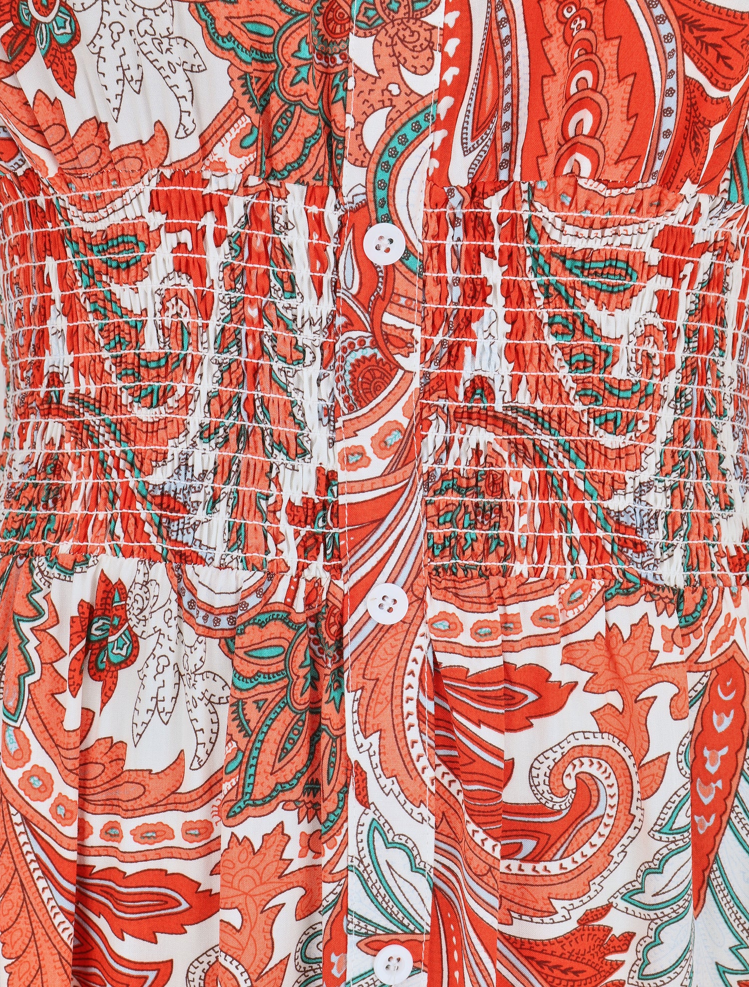 Robe longue à manches courtes imprimé cachemire - Orange - 3