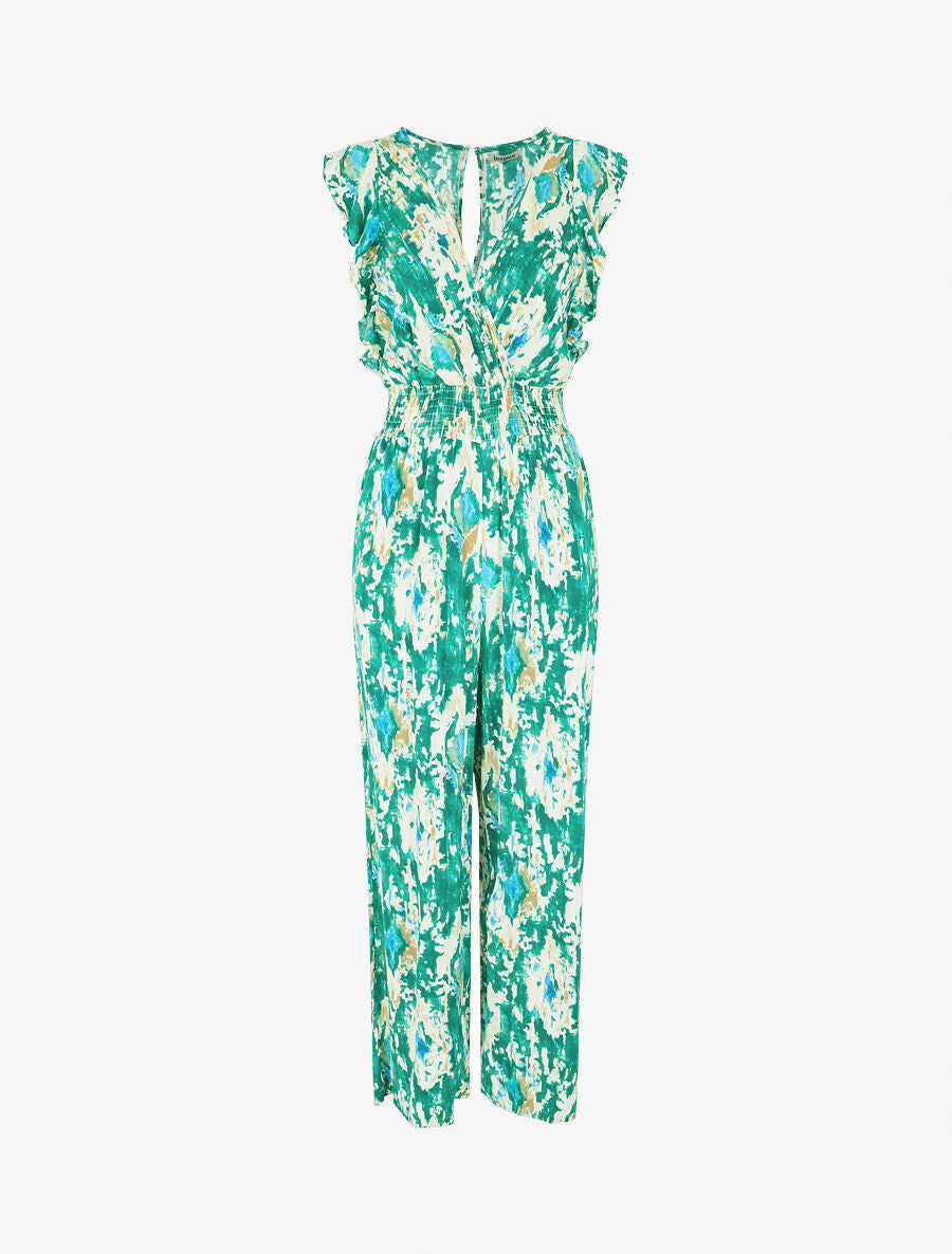 Combinaison élastiquée imprimé stylisé - Vert - 5