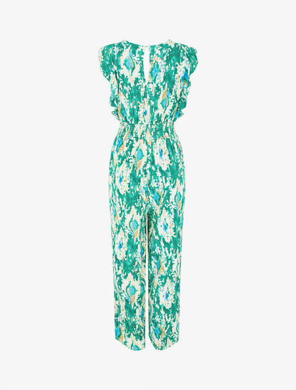 Combinaison élastiquée imprimé stylisé - Vert - 2