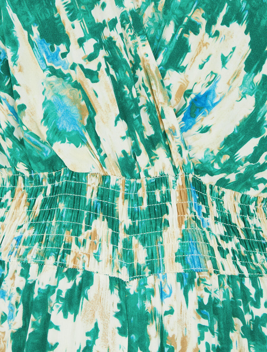 Combinaison élastiquée imprimé stylisé - Vert - 3