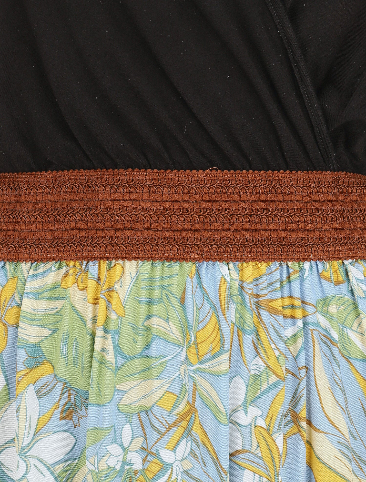 Robe élastiquée à jupe imprimé fleuri - Jaune - 3