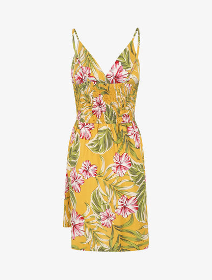 Robe à fines bretelles imprimé tropical - Jaune - 2