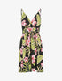 Robe à fines bretelles imprimé tropical - Noir - 4