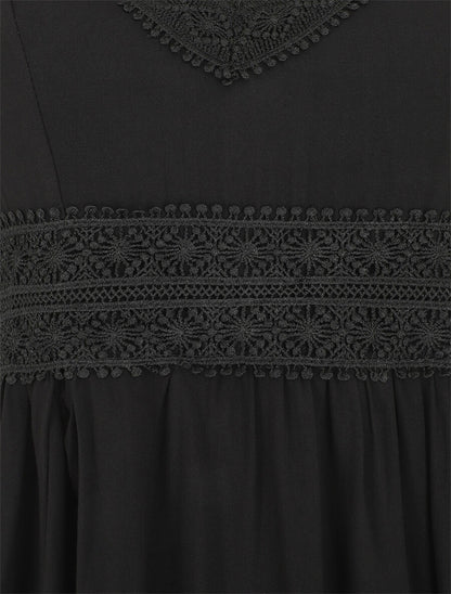 Robe évasée à fines bretelles - Noir - 3