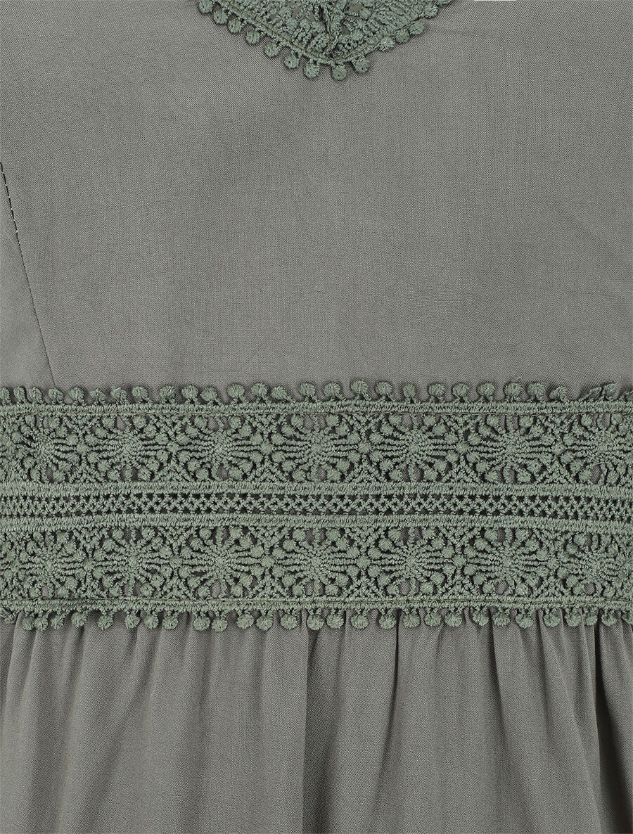 Robe évasée à fines bretelles - Kaki - 3