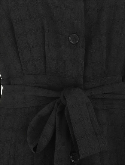 Robe longue évasée manches courtes - Noir - 3