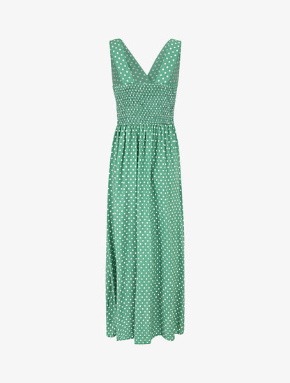 Robe longue empire à pois - Vert - 2