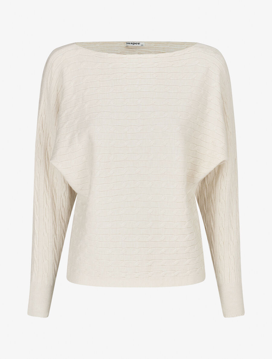 Pull uni à col bateau - Crème - 1