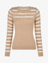 Pull uni à bandes ajourées et bijoux aux épaules - Beige - 4