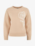 Pull uni à broderie fleur - Taupe - 1