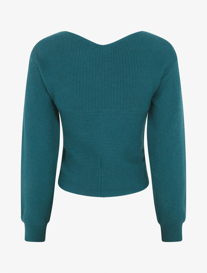 Pull cache-coeur et bas asymétrique - Bleu canard - 2