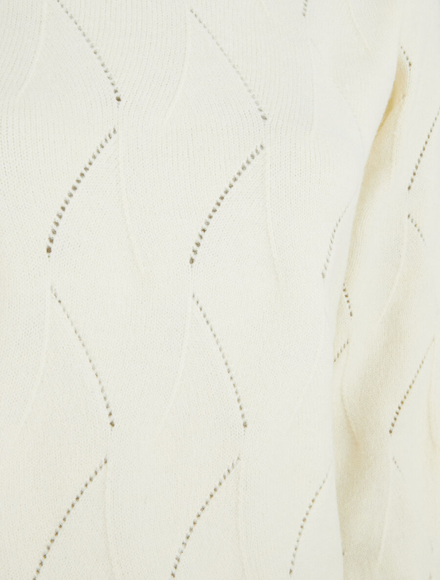 Pull droit uni à col rond - Blanc - 3