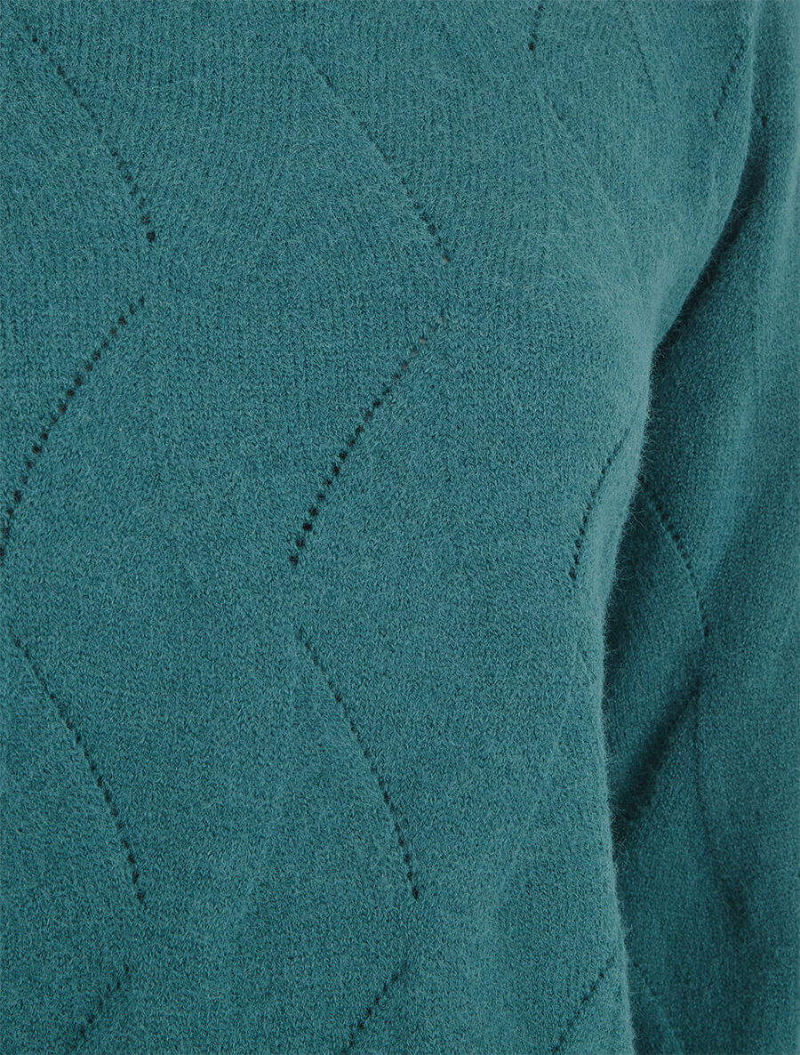 Pull droit uni à col rond - Bleu canard - 3