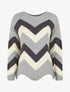 Pull droit bords asymétriques et motif zigzag - Gris - 1