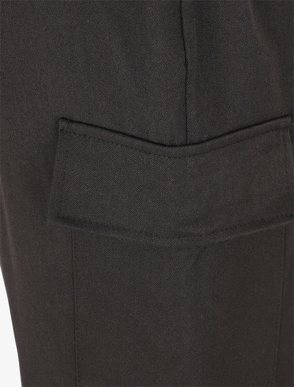 Pantalon fluide uni à bords élastiqués - Noir - 3