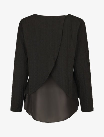 Pull bi matière uni - Noir - 2