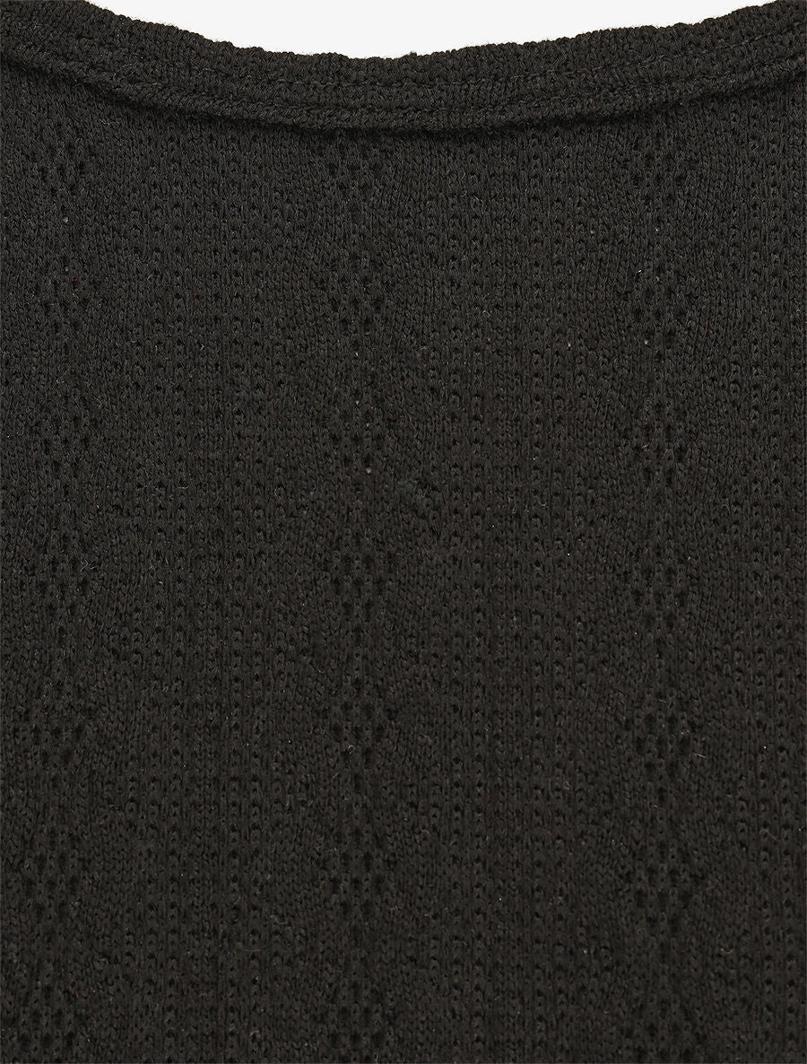 Pull bi matière uni - Noir - 3