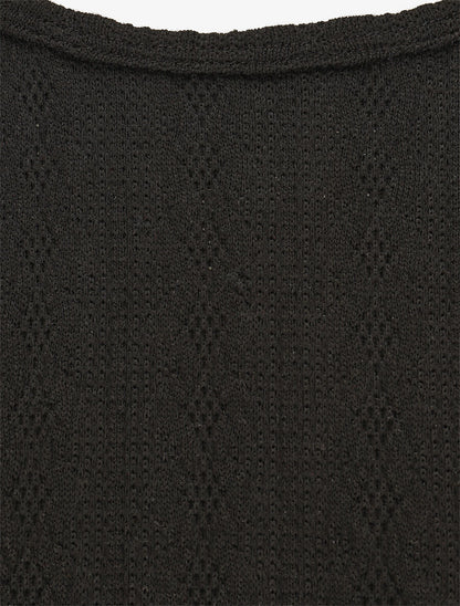 Pull bi matière uni - Noir - 3