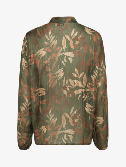 Blouse en voile imprimé feuillage - Kaki - 2
