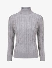 Pull fin à col roulé - Gris - 1