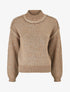 Pull uni irisé à col rond - Camel - 1
