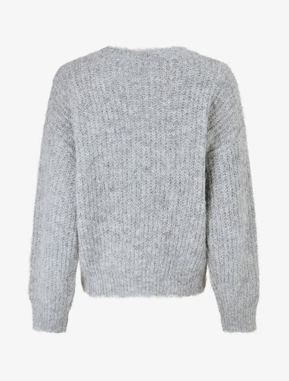 Pull duveteux uni irisé - Gris - 2