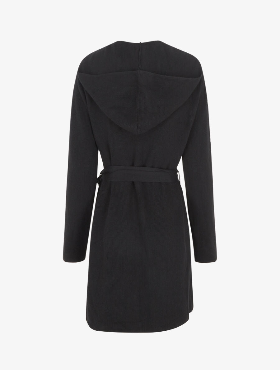 Gilet long côtelé à capuche - Noir - 2