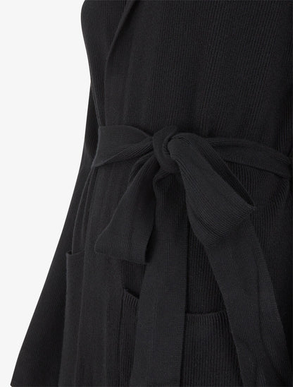 Gilet long côtelé à capuche - Noir - 3