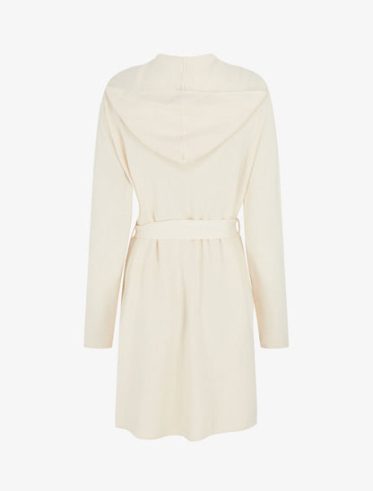 Gilet long côtelé à capuche - Crème - 2