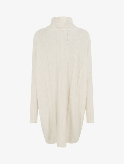 Pull long uni à col roulé - Beige - 2