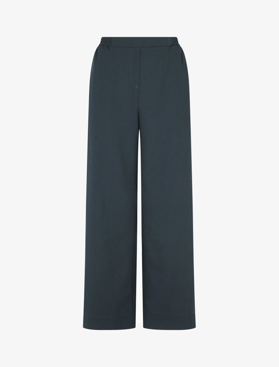 Ensemble chemise et pantalon uni effet lin - Bleu pétrole - 5