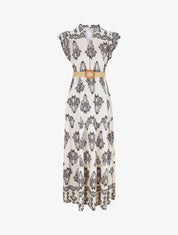Robe longue imprimé cachemire fantaisie - Noir/écru - 4
