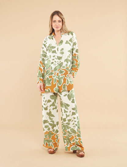 Ensemble chemise et pantalon imprimé floral - Vert - 1