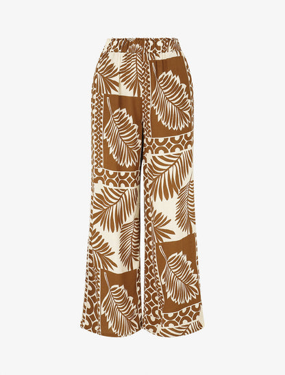 Ensemble chemise et pantalon imprimé tropical - Marron - 6