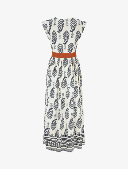 Robe longue à imprimé fantaisie et mosaïque - Marine - 2