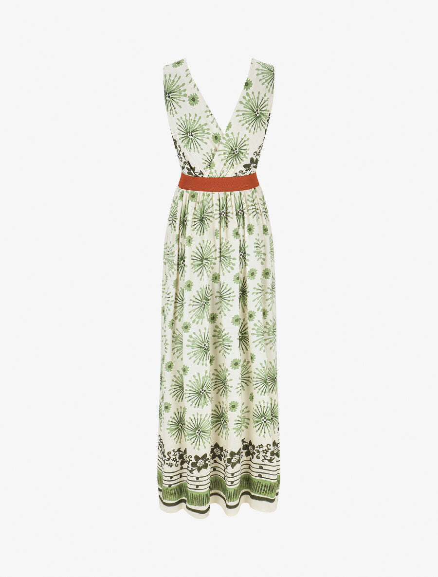 Robe longue sans manches à imprimé fantaisie - Kaki - 2