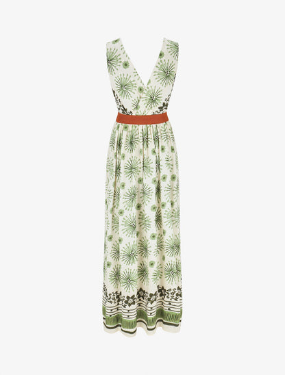 Robe longue sans manches à imprimé fantaisie - Kaki - 2