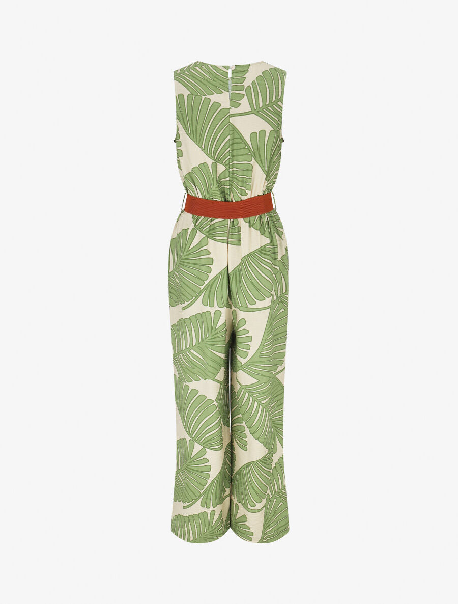 Combinaison sans manches imprimé tropical - Vert - 2